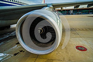 Image of jet engine of airplane