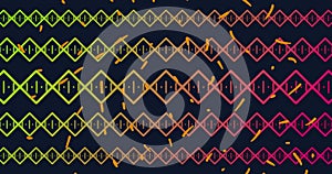 Image of kaleidoscopic colorful shapes on dark background photo
