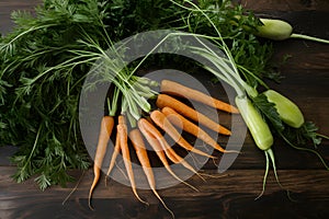 Image Kitchen table adorned with carrots, a vegetable bounty showcased