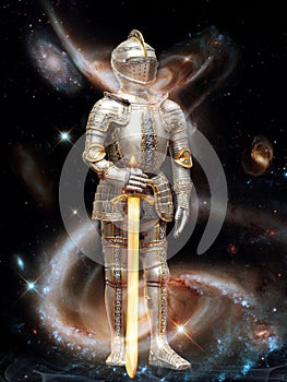 The image of the knight, the planetary defender of the universe