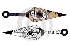 Image of Kunai ninja weapons and Itachi.