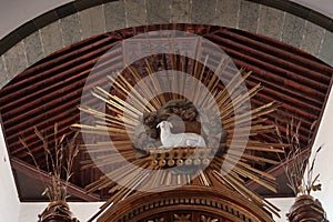 Image of the Lamb of God on the main altar of the Church of Santa Ana. Garachico, Tenerife, Spain