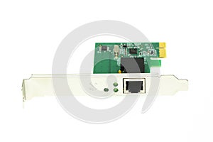 Image of lan network card for computer isolated on white background. Computer hardware