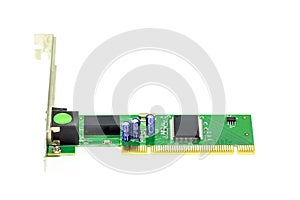 Image of lan network card for computer isolated on white background. Computer hardware