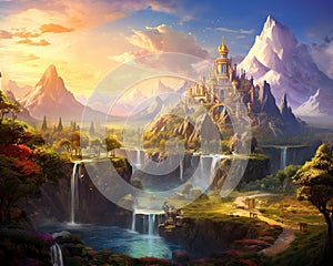 An image of a landscape that is set in would be described by Golden Sky Fantasy Frontier Fantasy Frontier.