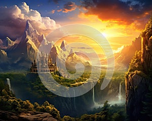 An image of a landscape that is set in would be described by Golden Sky Fantasy Frontier Fantasy Frontier.