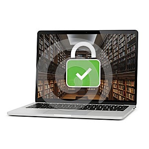 Secure laptop with verified access to digital library resources
