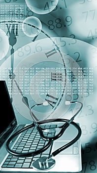 Image of laptop and stethoscope
