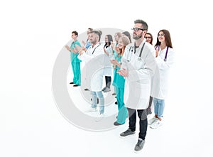 Image of a large group of applauding medical professionals.