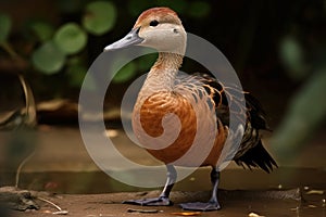 Image of a lesser whistling duck on natural background. Wild Animals. Winged animal. illustration. Generative AI