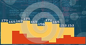 Image of level up text over grid with icons and data processing