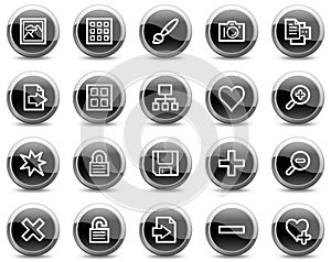 Image library web icons, black circle buttons