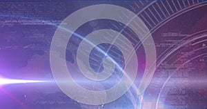 Image of light spots over globe and data processing