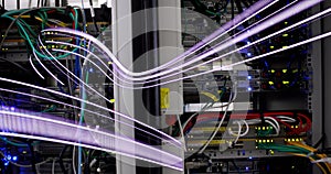 Image of lines moving over servers