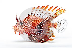 Image of lionfishes on white background., Fishs., Underwater animals