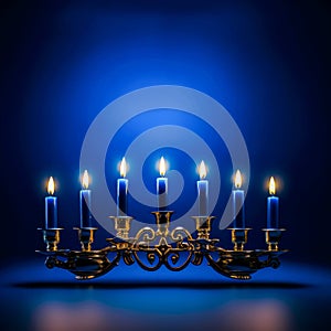 image of a lit menorah symbolizing the religious holiday of Hanukkah celebrating Jewish traditions