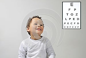Little boy having an eye test