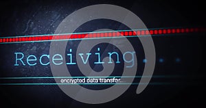 Image of loading bar and data processing over black background