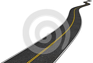 Image of a long winding road on white