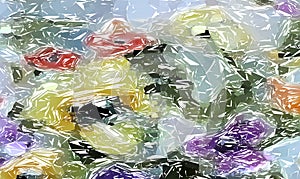 The image looks like colored broken glass. Sharp splinters