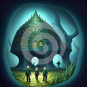 image of lost in the labyrinth of mind surreal world.