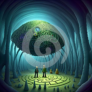 image of lost in the labyrinth of mind surreal world.