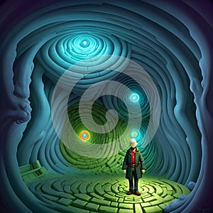 image of lost in the labyrinth of mind surreal world.