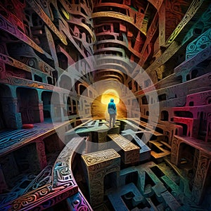 image of lost in the labyrinth of mind surreal world.