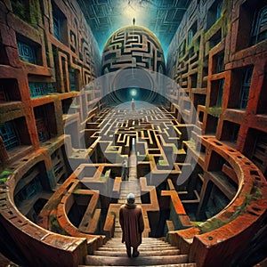 image of lost in the labyrinth of mind surreal world.