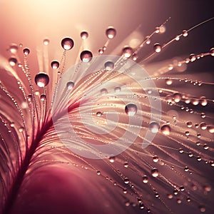 image of a macro photograph of a dewdrop on a petal leafs, using a centered composition and soft light.