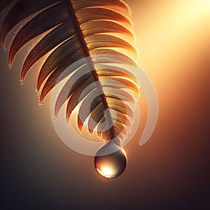 image of a macro photograph of a dewdrop on a petal leafs, using a centered composition and soft light.