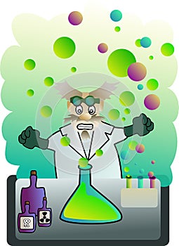 Image of mad scientist working