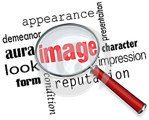 Image Magnifying Glass Appearance Impression Demeanor Words photo