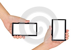 image of male hand is holding a modern touch screen smart phone