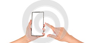 image of male hand is holding a modern touch screen smart phone