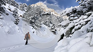 An image of a man`s diary of an excursion, hiking and adventure in the snowy mountains