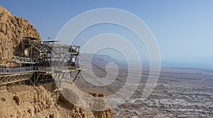 Image of the Masada fortress against the backdrop of the Dead Sea