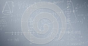 Image of mathematical data processing over grey background