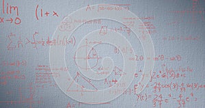 Image of mathematical data processing over grey background