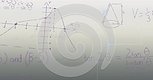 Image of mathematical data processing over grey background