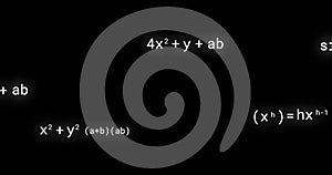 Image of mathematical equations on black background