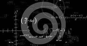 Image of mathematical equations on black background