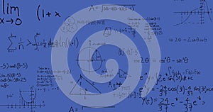 Image of mathematical equations on blue background