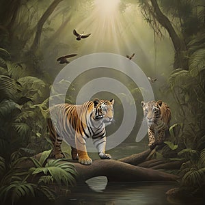 image of matte painting of transcendental art wildlife mood.