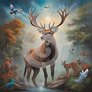 image of matte painting of transcendental art wildlife mood.