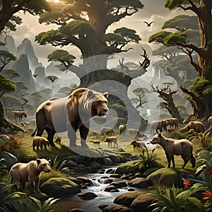 image of matte painting of transcendental art wildlife mood.