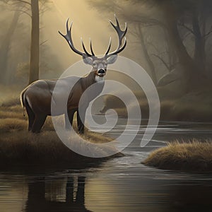 image of matte painting of transcendental art wildlife mood. photo