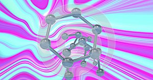 Image of micro of molecules models over purple and blue background