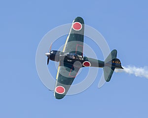 Mitsubishi A6M Zero aircraft in flight.