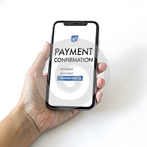 Mobile banking payment isolated on white background